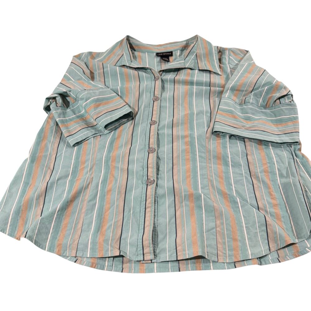 Lane Bryant 18/20 Teal Blue Button Down Blouse